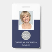Badge Marine Blue Nom de l'employé Logo Photo Travail d' (Avant)