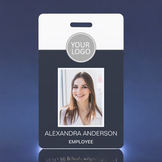 Badge Marine Blue Nom de l'employé Logo Photo Travail d'