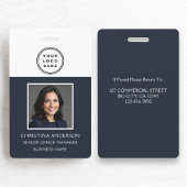 Badge Marine Blue Nom de l'employé Logo Photo Travail d'