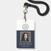 Badge Marine Blue Nom de l'employé Logo Photo Travail d' (Avant avec lanière)