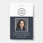 Badge Marine Blue Nom de l'employé Logo Photo Travail d' (Avant)