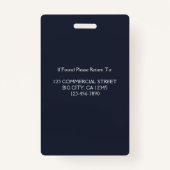 Badge Marine Blue Nom de l'employé Logo Photo Travail d' (Dos)