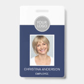 Badge Marine Blue Nom de l'employé Logo Photo Travail d' (Avant)