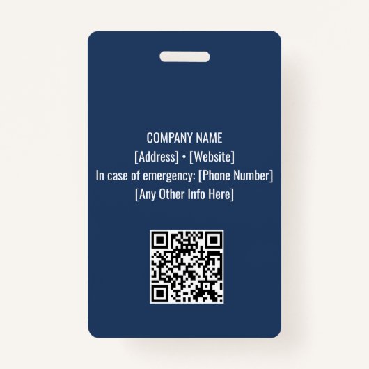 Badge Marine | Code photo de l'employé Insigne de sécuri (Dos)