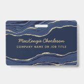 Badge Marine Marbre bleu Agate Géode Entreprise QR Code  (Avant)