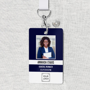 Badge Marine Photo de l'employé Logo ou code QR Sécuri