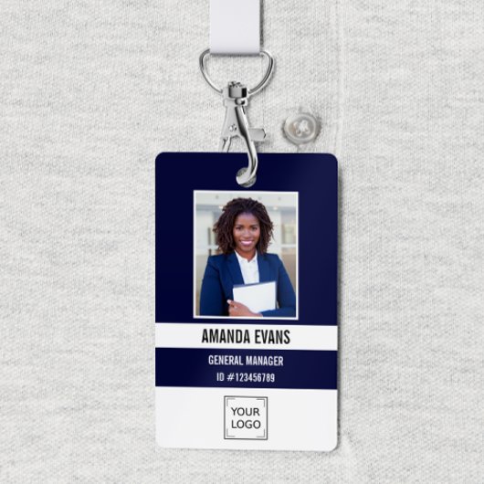 Badge Marine | Photo de l'employé Logo ou code QR Sécuri