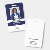 Badge Marine | Photo de l'employé Logo ou code QR Sécuri (Avant & arrière)