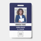Badge Marine | Photo de l'employé Logo ou code QR Sécuri (Avant)