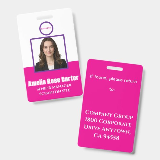 Badge Marine | Photo d'identité de l'employé Sécurité de (Avant & arrière)