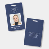 Badge Marine Professionnel Employé Bureau Photo ID Compa (Front & Back)
