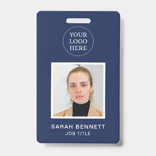 Badge Marine Professionnel Employé Bureau Photo ID Compa (Front)