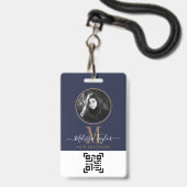 Badge Marine professionnelle moderne Blue Gold Signature (Front with Lanyard)