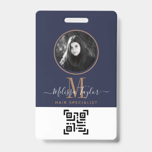 Badge Marine professionnelle moderne Blue Gold Signature (Front)