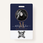 Badge Marine professionnelle moderne Blue Gold Signature (Devant)