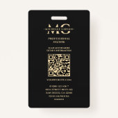 Badge Marketing professionnel moderne Elégant Black Gold (Dos)