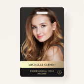 Badge Marketing professionnel moderne Elégant Black Gold (Devant)