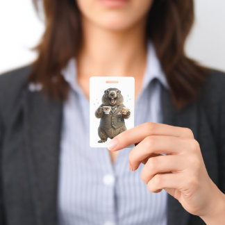 Badge Marmotte buvant du thé