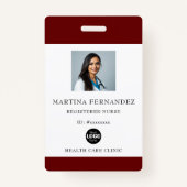 Badge Maroon Registered Nurse Photo ID (Devant)