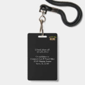 BADGE MARQUE PERSONNALISABLE NOIRE VERIFIÉE MODERNE ET É (Arrière avec lanière)