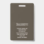 Badge Marron foncé, Photo d'identité de l'employé à l'en (Arrière)