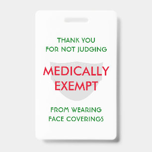 Badge Masque Blanc Exempté Médicalement