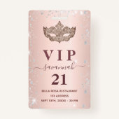 Badge Masquerade rose or argent parties scintillant vip  (Devant)