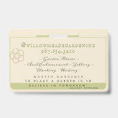 Badge Master Gardener ID avec Fleur et Abeilles (Arrière)