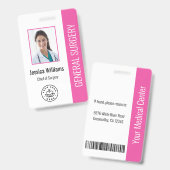 Badge MD Doctor Hospital Code photo Médicale de l'employ (Avant & arrière)
