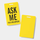 Badge Me demander| Insigne volontaire jaune (Recto et verso)