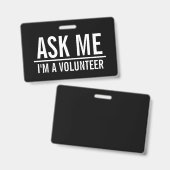 Badge Me demander| Insigne volontaire noir (Avant & arrière)