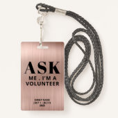 Badge Me demander Rose Gold Volontaire (Derrière avec lanière)