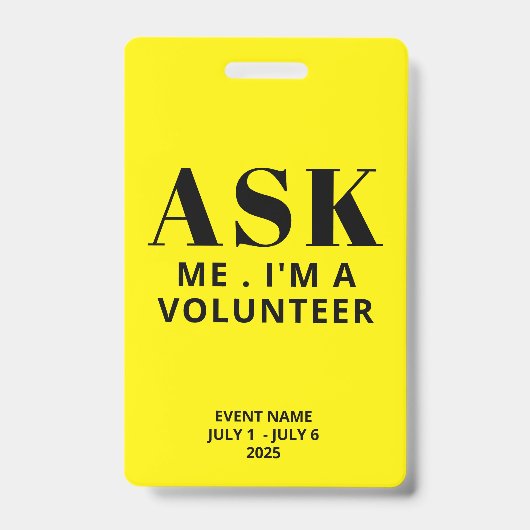 Badge Me demander Volontaire Jaune (Avant)