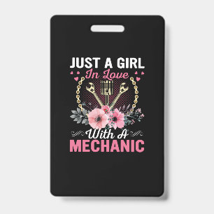 Badge Mécanique Juste Une Fille Amoureuse Avec Un Mécani