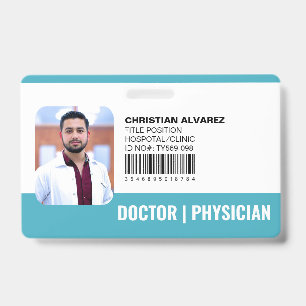 Badge Médecin de l'hôpital personnalisé Teal