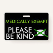 Badge Médecin Exempté De L'Insigne Masque Visage (Dos)
