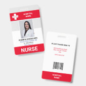 Badge MÉDECIN INFIRMIÈRE Soins de santé d'urgence Rouge (Avant & arrière)