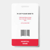 Badge MÉDECIN INFIRMIÈRE Soins de santé d'urgence Rouge (Arrière)