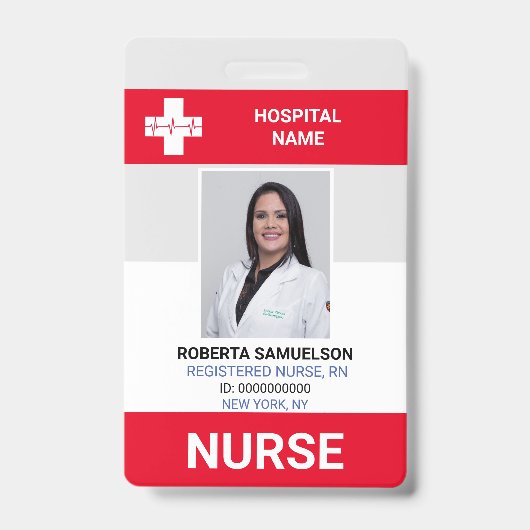 Badge MÉDECIN INFIRMIÈRE Soins de santé d'urgence Rouge (Avant)