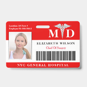 Badge Médecin MD ID de photo d'employé médical de l'hô