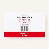 BADGE MÉDECIN MÉDICALE INFIRMIÈRE MÉDECINE D'URGENCE MÉD (Dos)