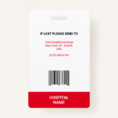 Badge MÉDECIN MÉDICALE INFIRMIÈRE Soins de santé d'urgen (Dos)