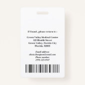 Badge Médecin ou chirurgien ou médecin unique (Dos)