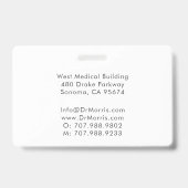 Badge Médecin pédiatrique Carte de visite (Arrière)