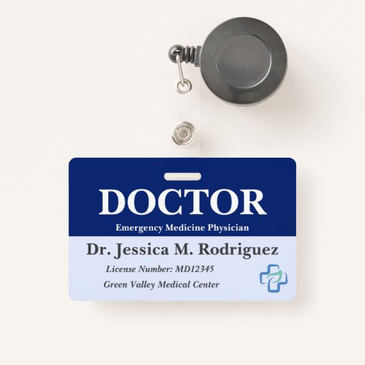 Badge Médecin professionnel Médicale Médecin chirurgien (Front with Retractable)