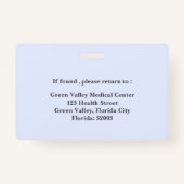 Badge Médecin professionnel Médicale Médecin chirurgien (Dos)