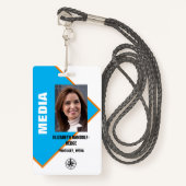 BADGE MÉDIAS D'ENTREPRISE PHOTO DE L'ÉVÉNEMENT D'IDENTIF (Devant avec lanière)