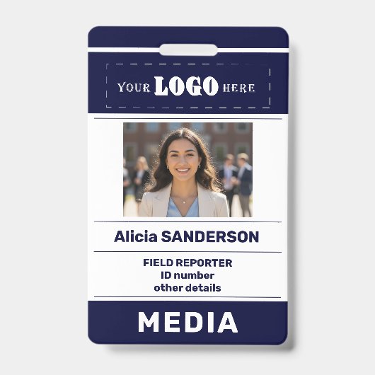 Badge Médias modernes carte d'identité avec logo personn (Avant)