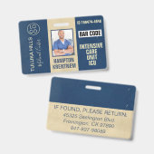 Badge Medica Photo ID Bleus de Marine (Avant & arrière)