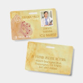 Badge Medica Photo ID Coeurs floraux (Avant & arrière)